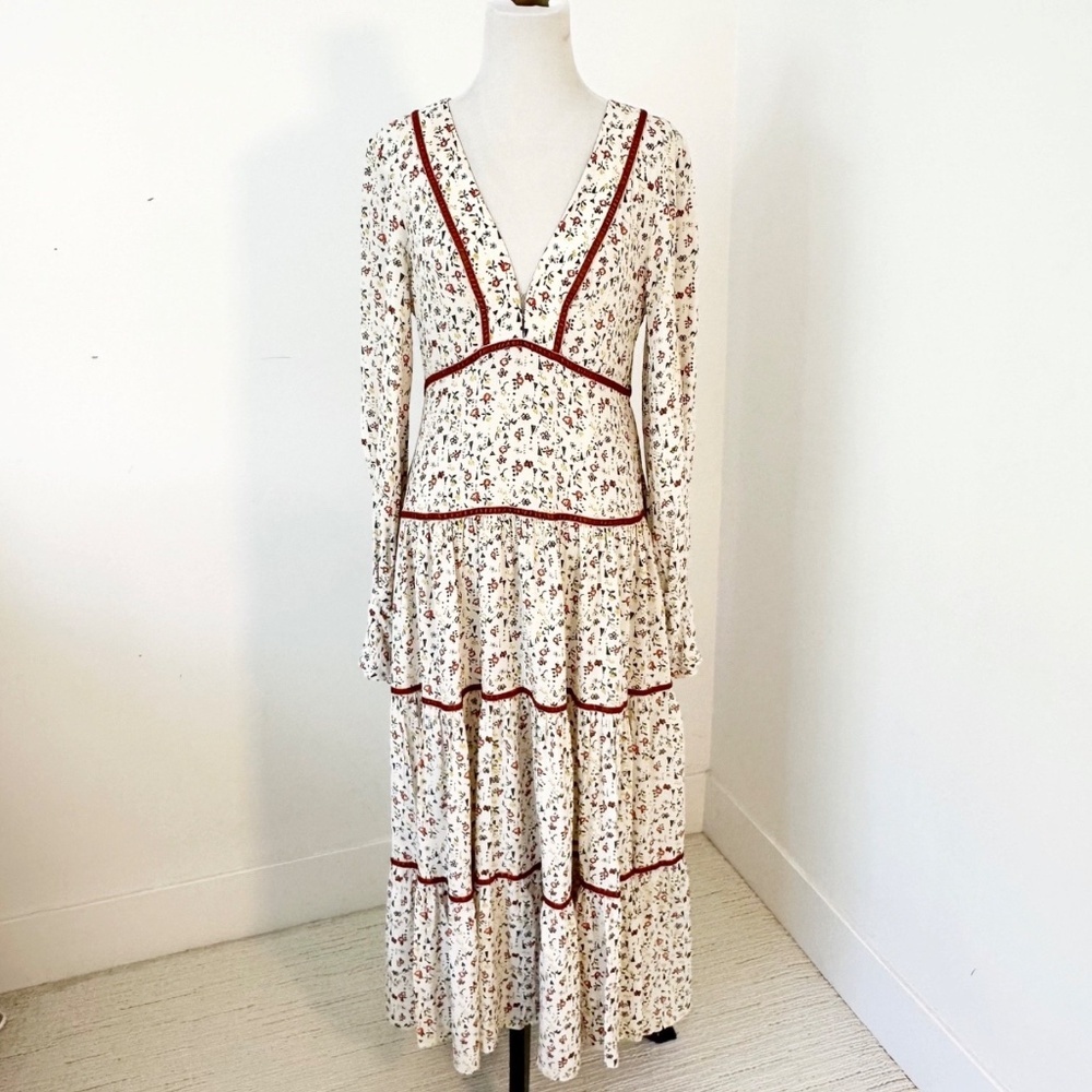 FREE PEOPLE Take A Little Time Women’s 4 Cream Maxi Dress Cottagecore Renfaire - Picture 2 of 13